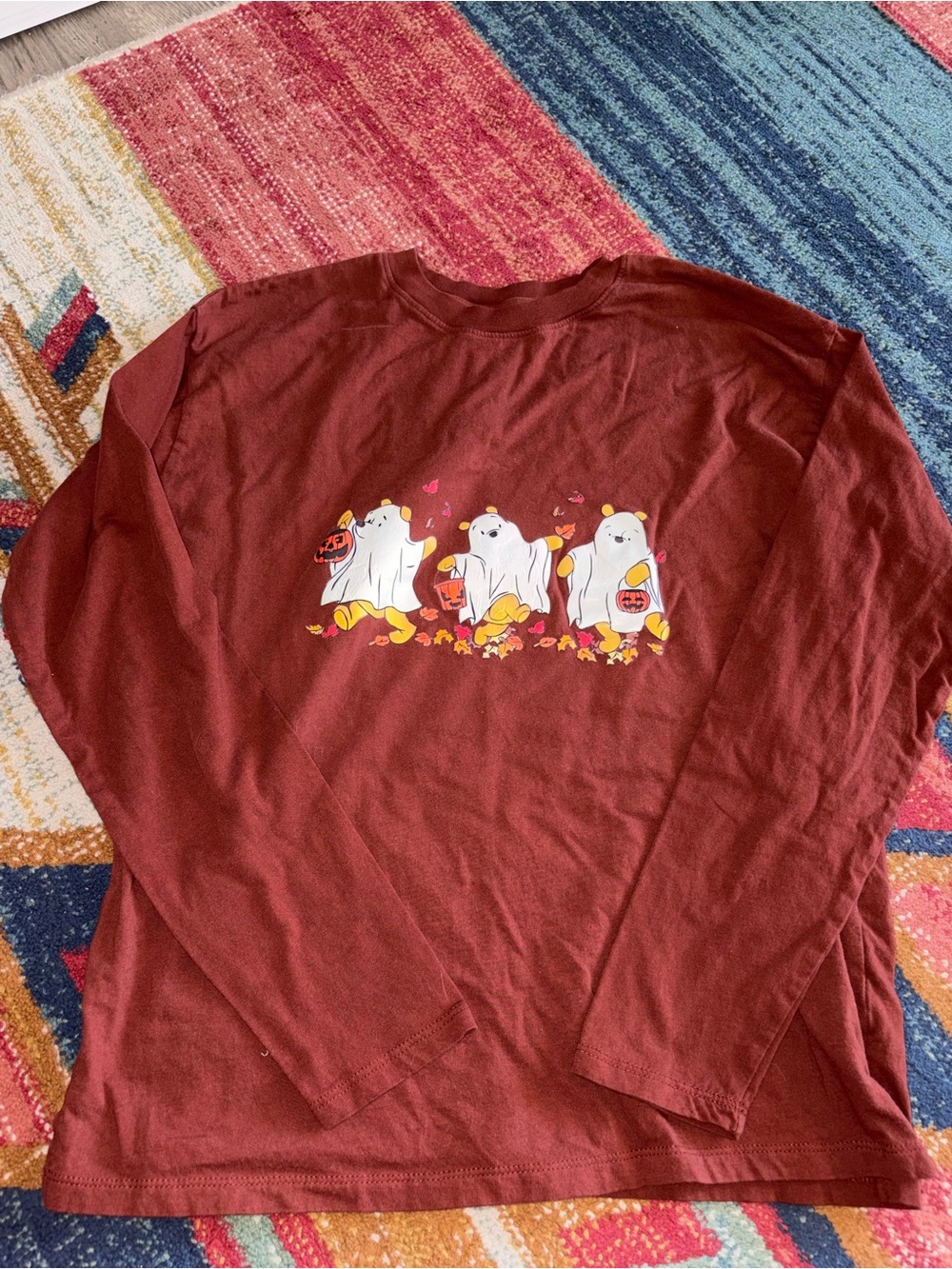 a new day Rust Long-Sleeve Halloween Ghost Graphic Tee